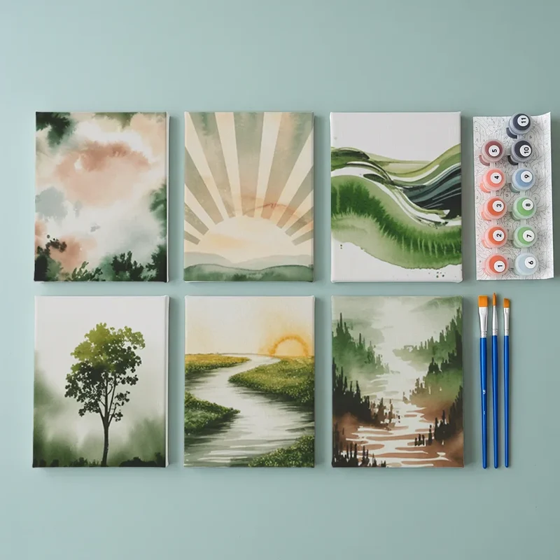 Whispers of Nature - Mini Painting by numbers Set of 6