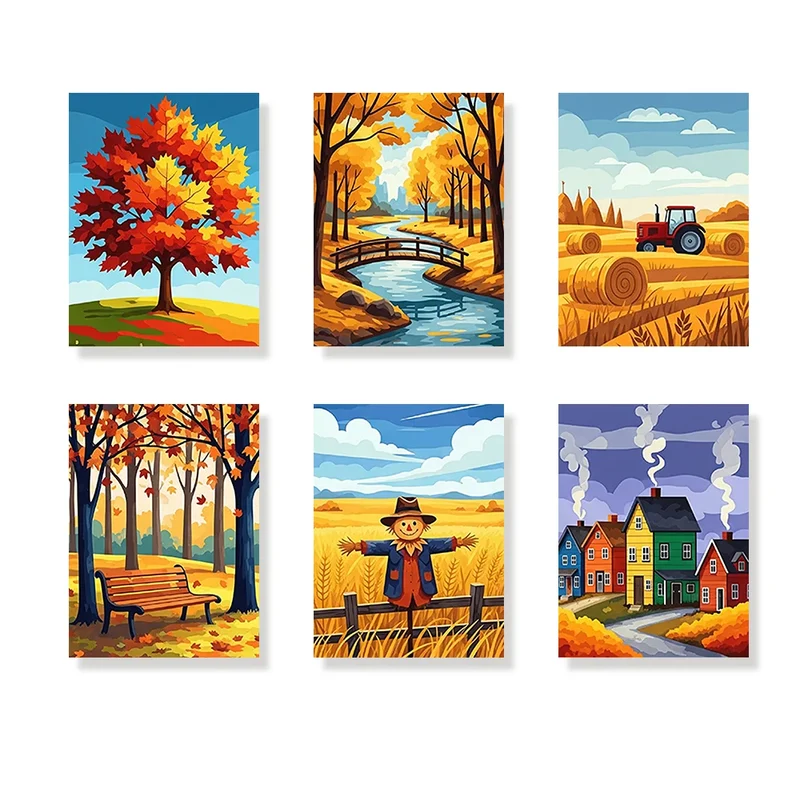 Autumn Glow Series - Mini Painting by numbers Set of 6