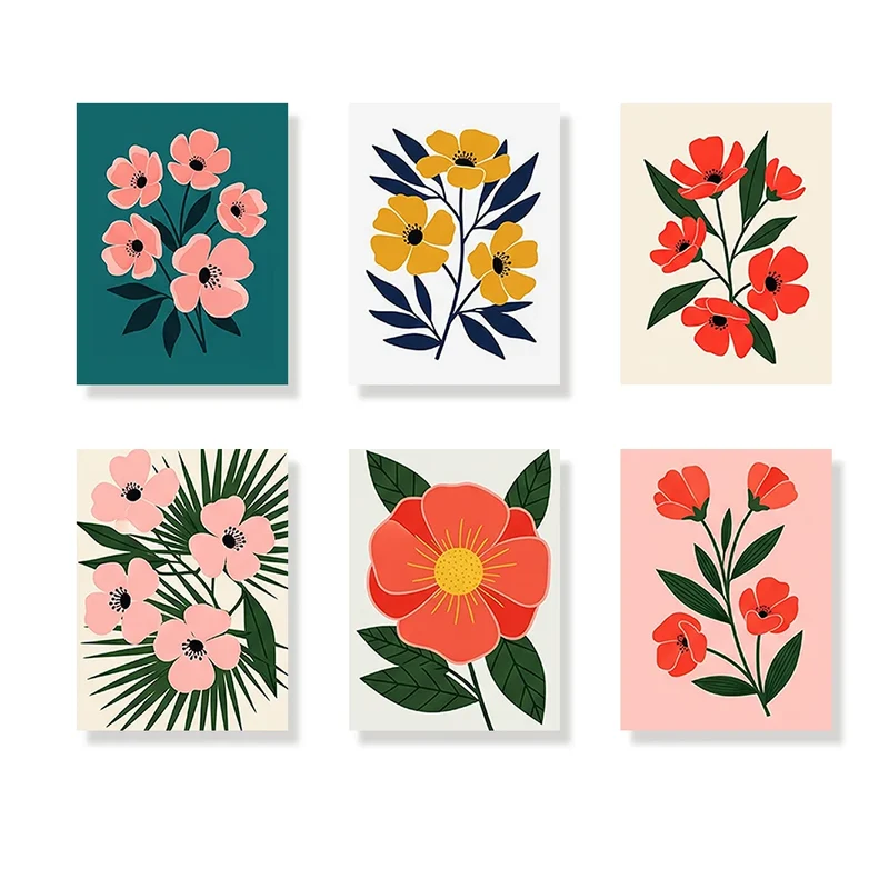 Striking flowers - Mini Painting by numbers Set of 6