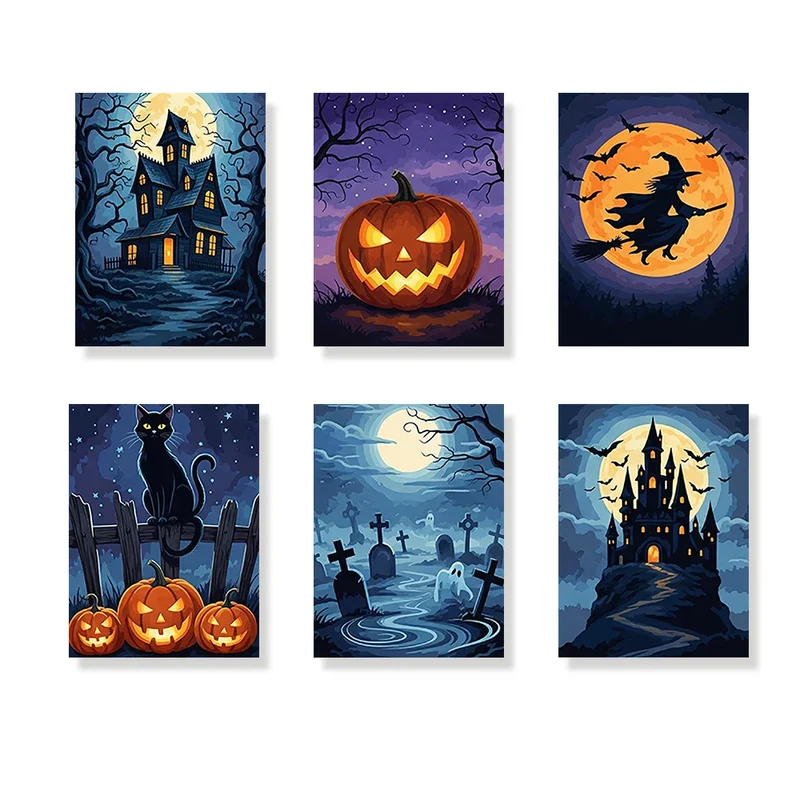 Spooky Nights Collection - Mini Painting by numbers Set of 6