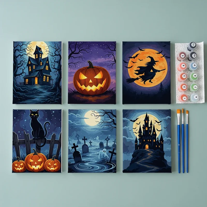 Spooky Nights Collection - Mini Painting by numbers Set of 6