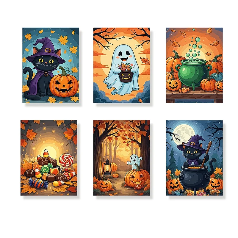 Trick or Treat magic - Mini Painting by numbers Set of 6