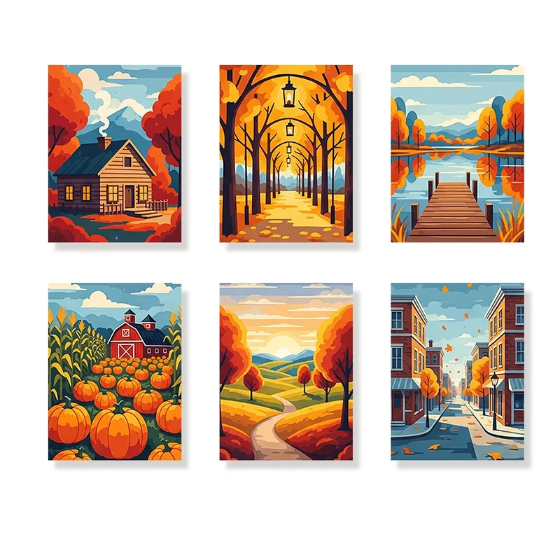 Harvest Shades - Mini Painting by numbers Set of 6
