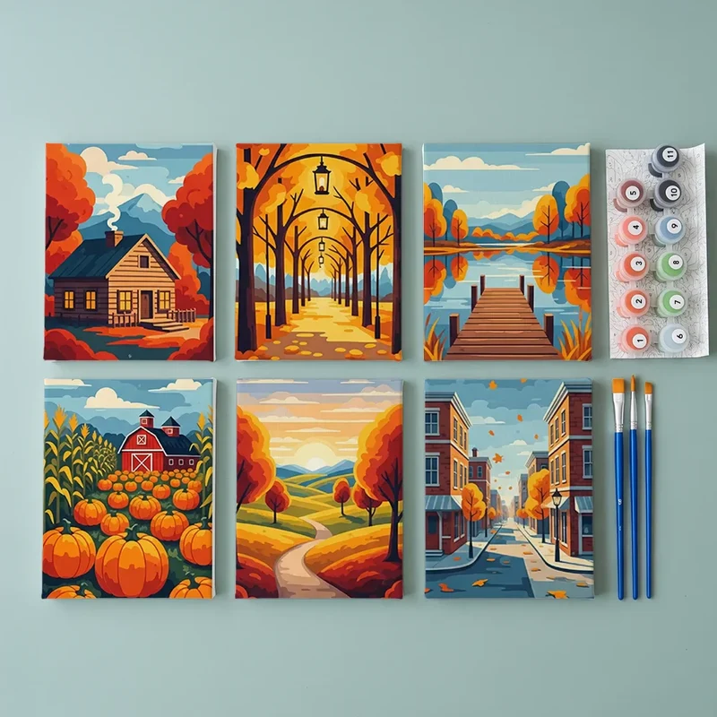 Harvest Shades - Mini Painting by numbers Set of 6