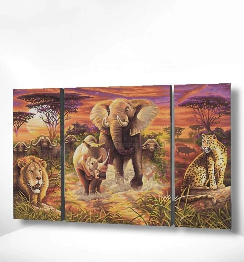 Painting by numbers Triptych Africa