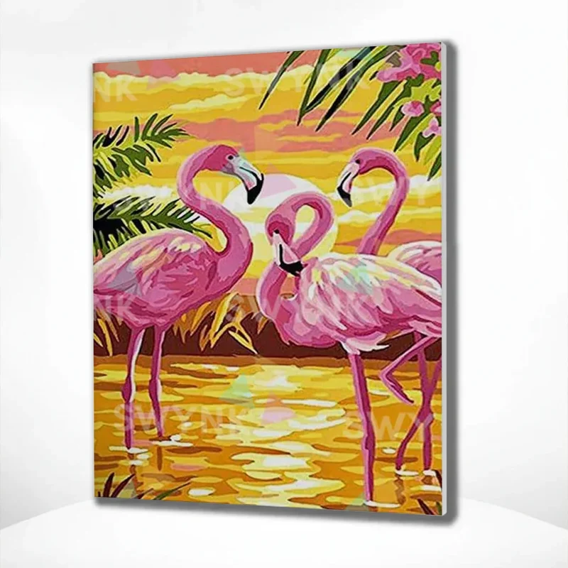 Painting by numbers Flamingos with Sunset
