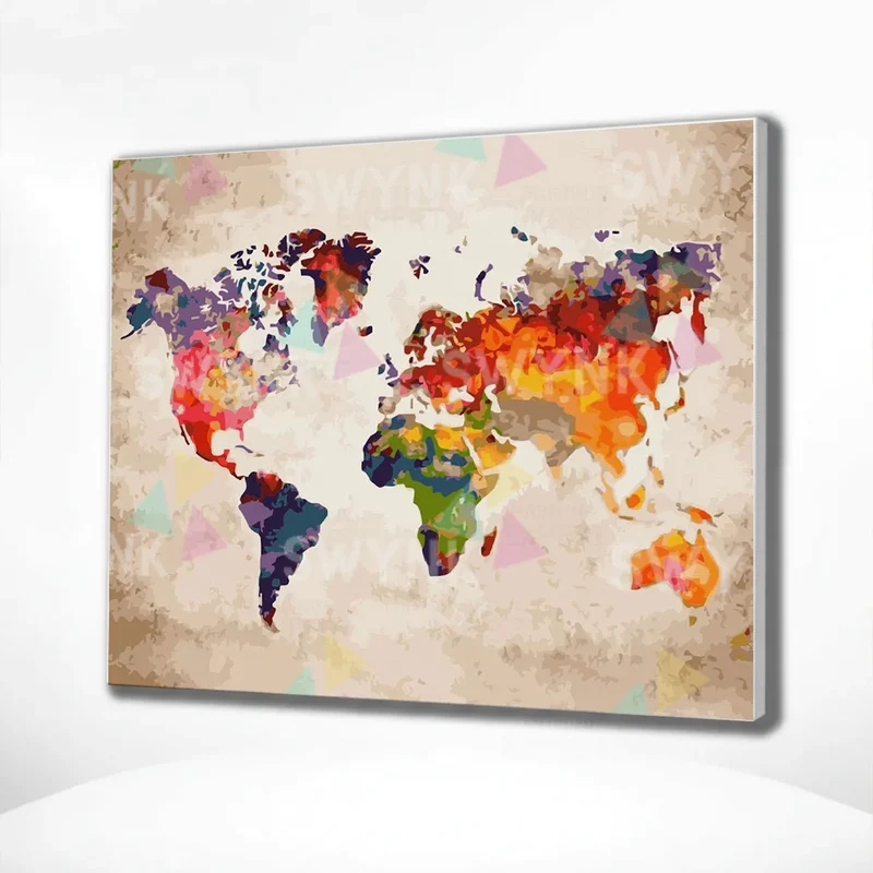 Painting by numbers Coloured World Map