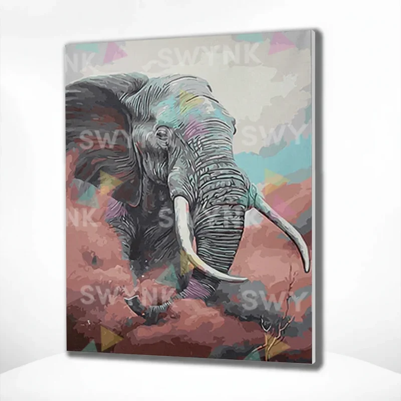 Painting by numbers Elephant with Pink Cloud