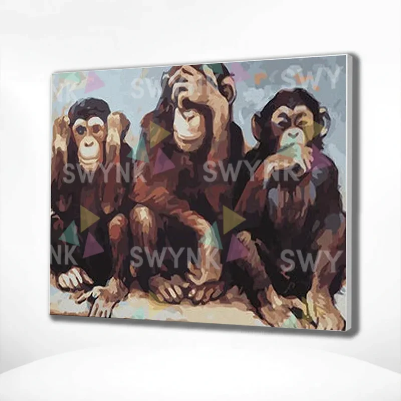 Painting by numbers 3 Monkeys