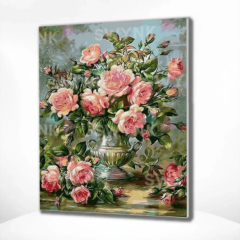 Painting by numbers Pink Flowers in a Vase