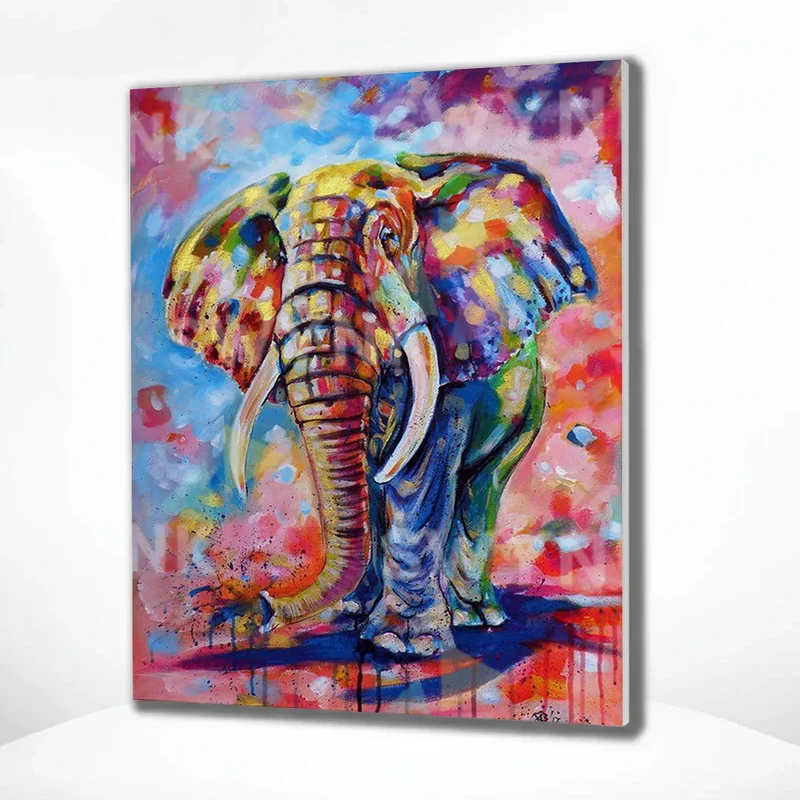 Painting by numbers Elephant with cheerful colours