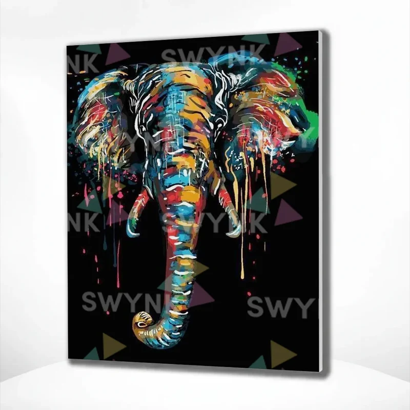 Painting by numbers Black Elephant with Colours