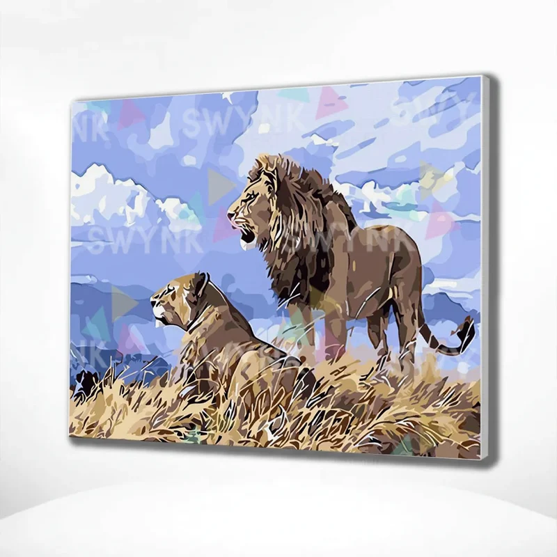 Painting by numbers Lions Blue Sky