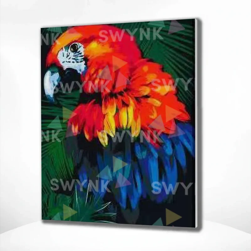 Painting by numbers Red Parrot with Blue Tones