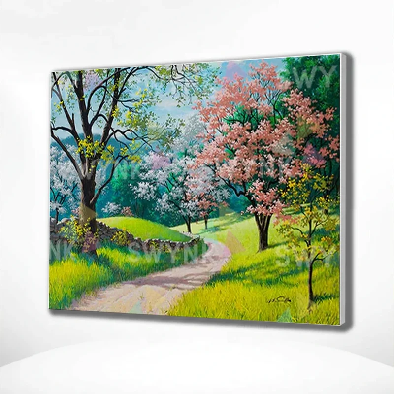 Painting by numbers Park with Pink Trees