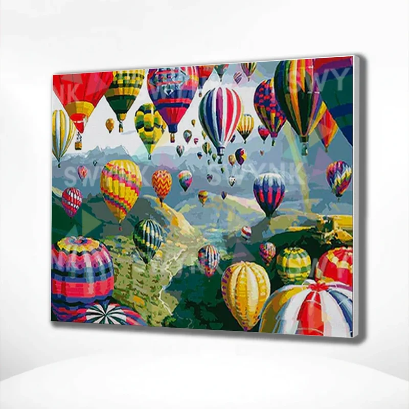 Painting by numbers Colored Hot Air Balloons