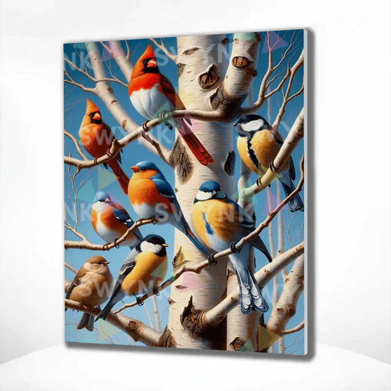 Painting by numbers Birds in a Tree Full of Life