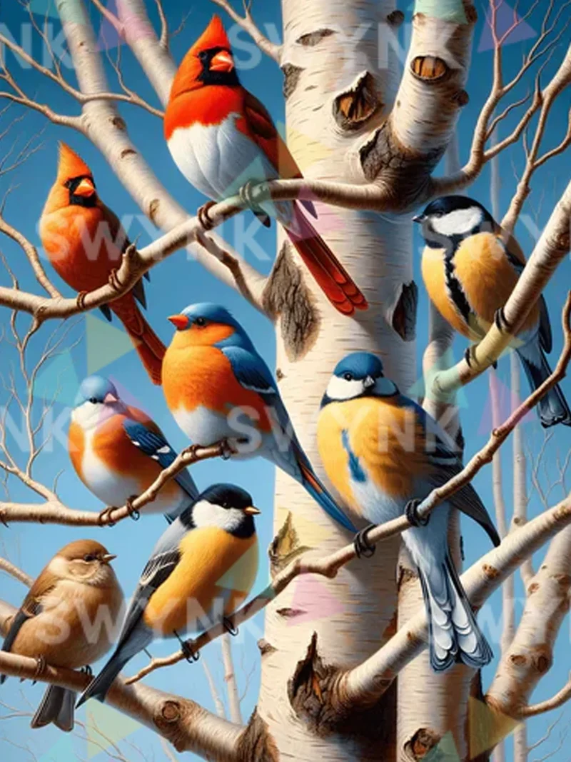 Painting by numbers Birds in a Tree Full of Life