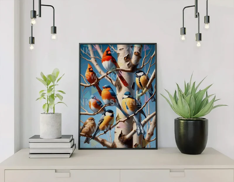 Painting by numbers Birds in a Tree Full of Life