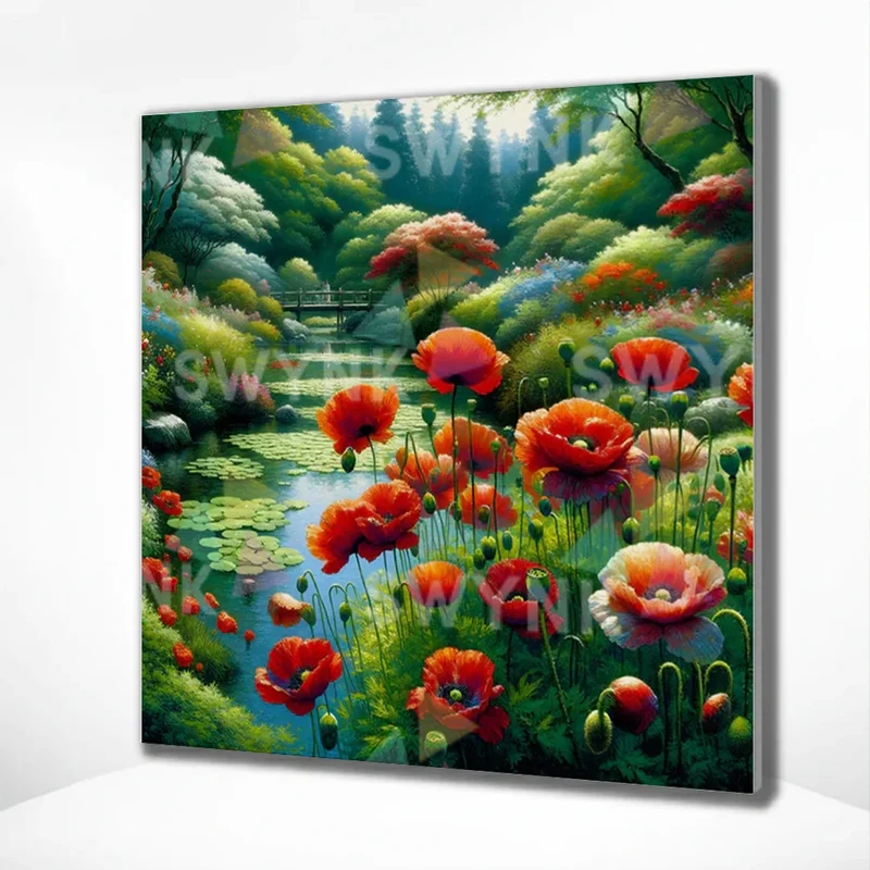 Painting by numbers Serene Lake with Red Flowers