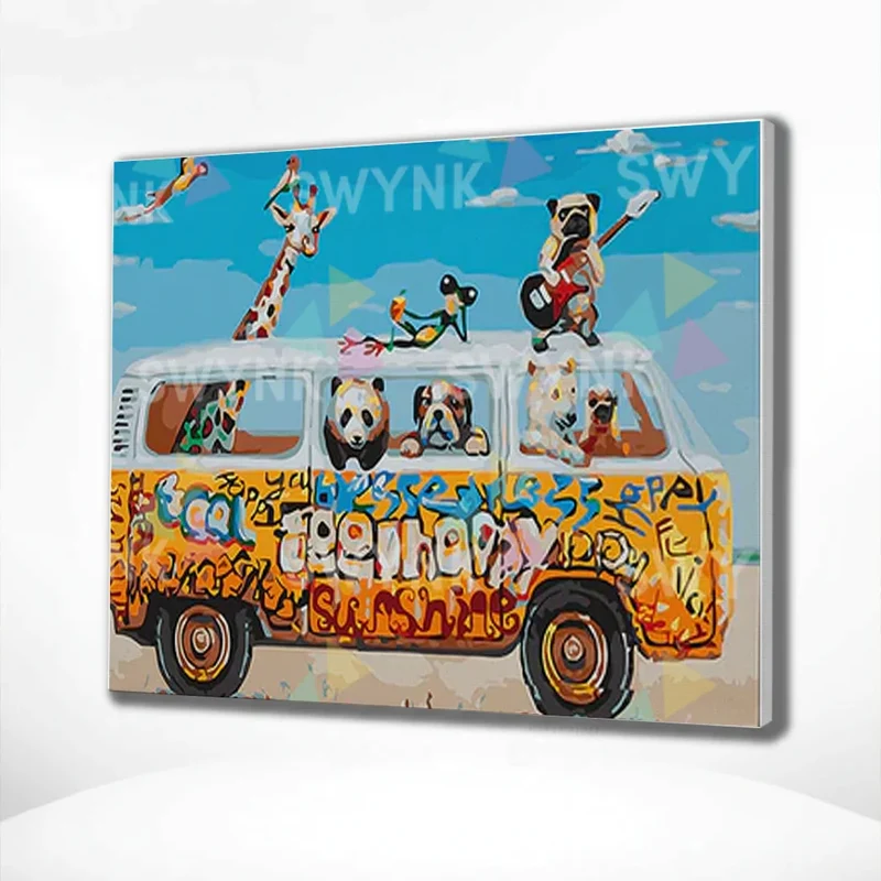 Painting by numbers Bus with Animals