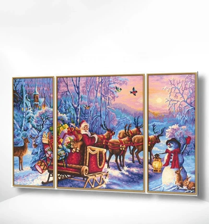 Painting by numbers Triptych Christmas