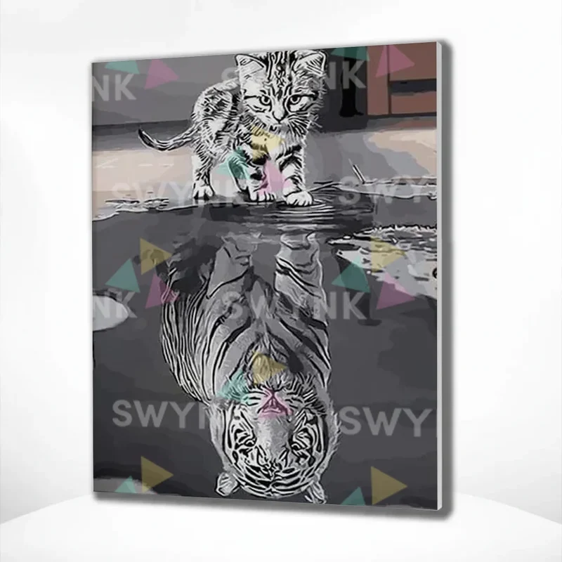 Painting by numbers Tigers Mirror Image