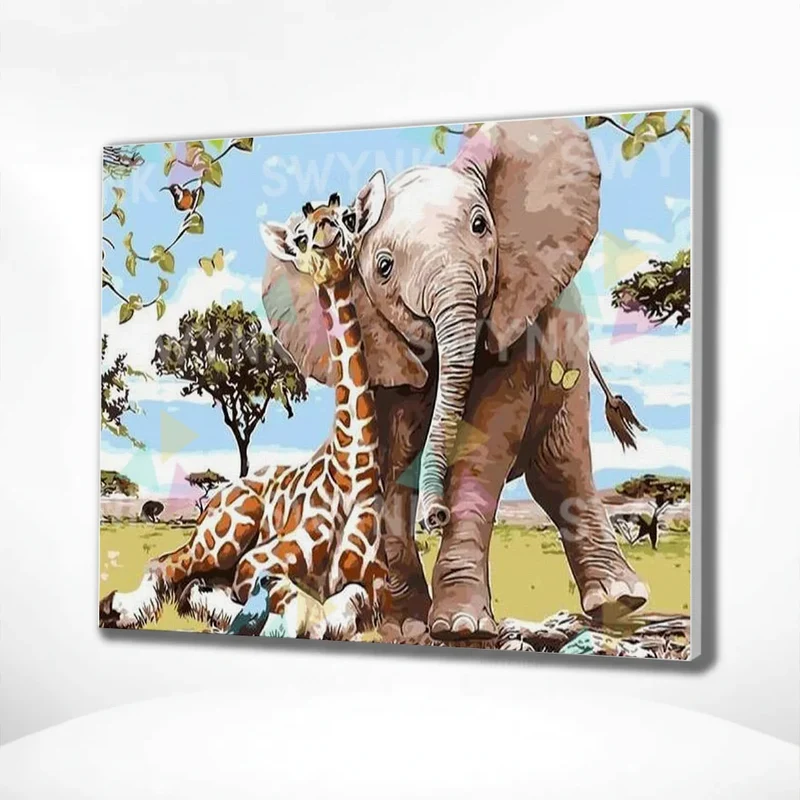 Painting by numbers Elephant and Giraffe