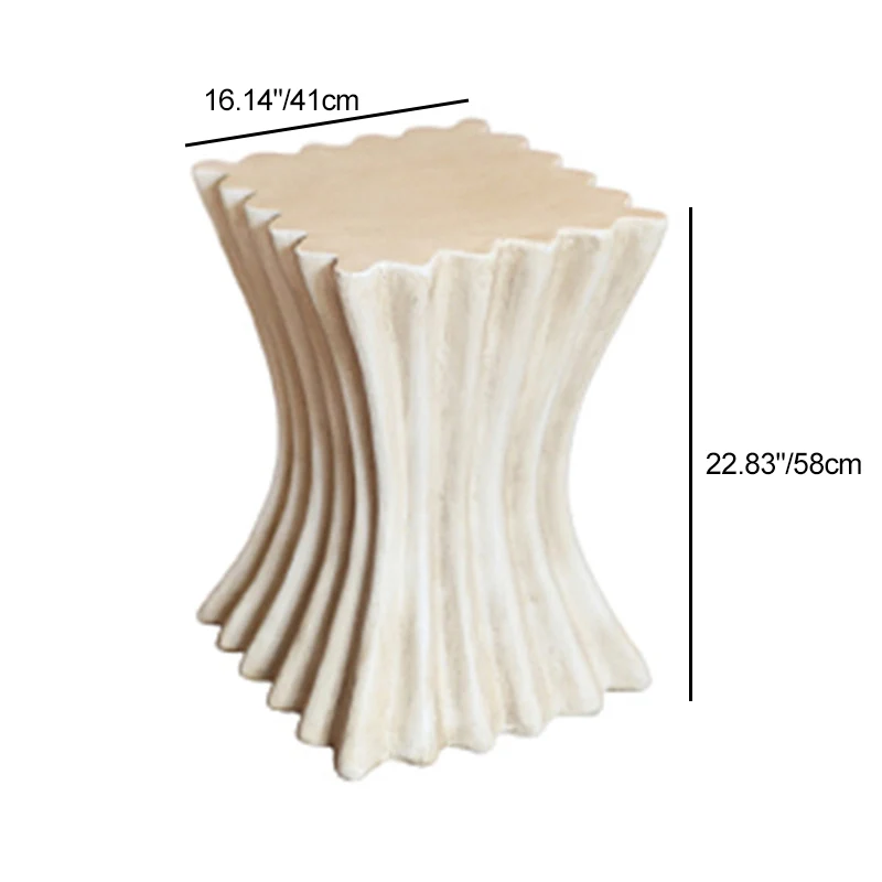 Contemporary Retro Magnesium Oxide Cookie Striped Column End Table 1-Tray For Living Room