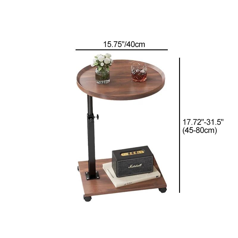 Contemporary Nordic Round Square Height Adjustable Medium Density Fiberboard Iron Side Table 2 - Tier For Living Room