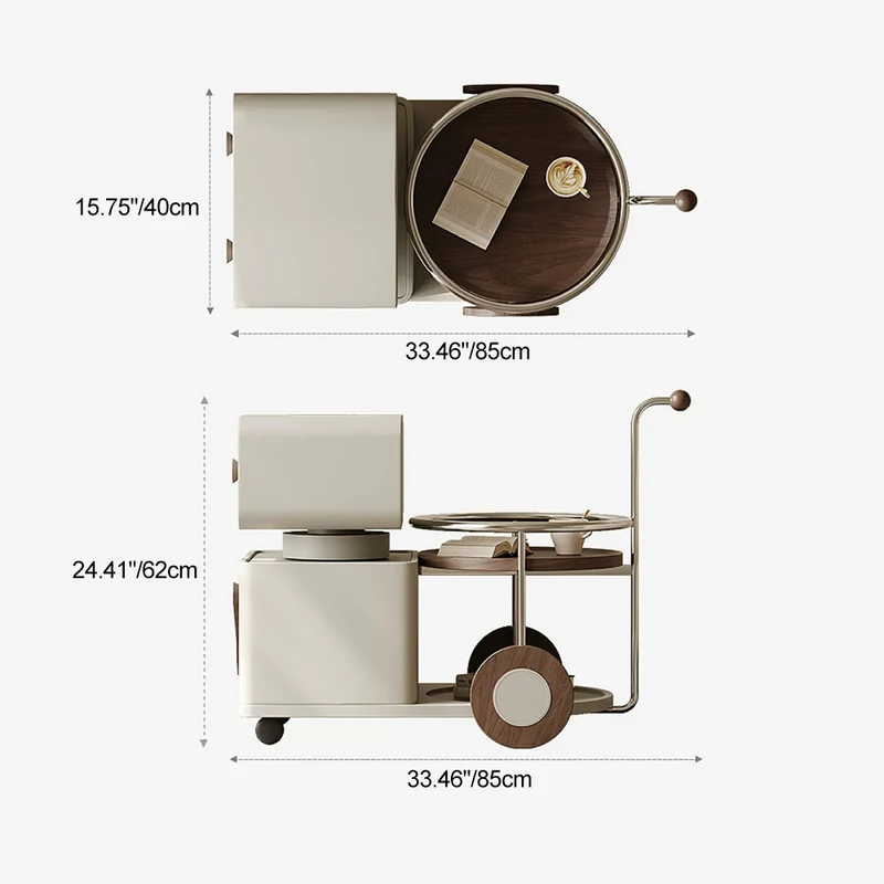 Contemporary Creative Robot Rotatable Plywood Stainless Steel Side Table 2 - Drawer For Living Room