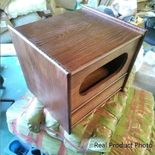 Traditional Vintage Square Pine Stainless Steel Nightstand 1-Drawer For Bedroom