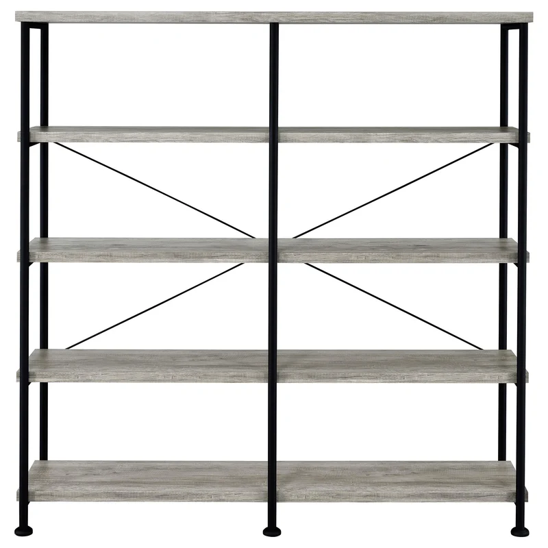 Coaster Furniture Analiese 801544 63-inch 4-shelf Double Bookshelf - Grey Driftwood