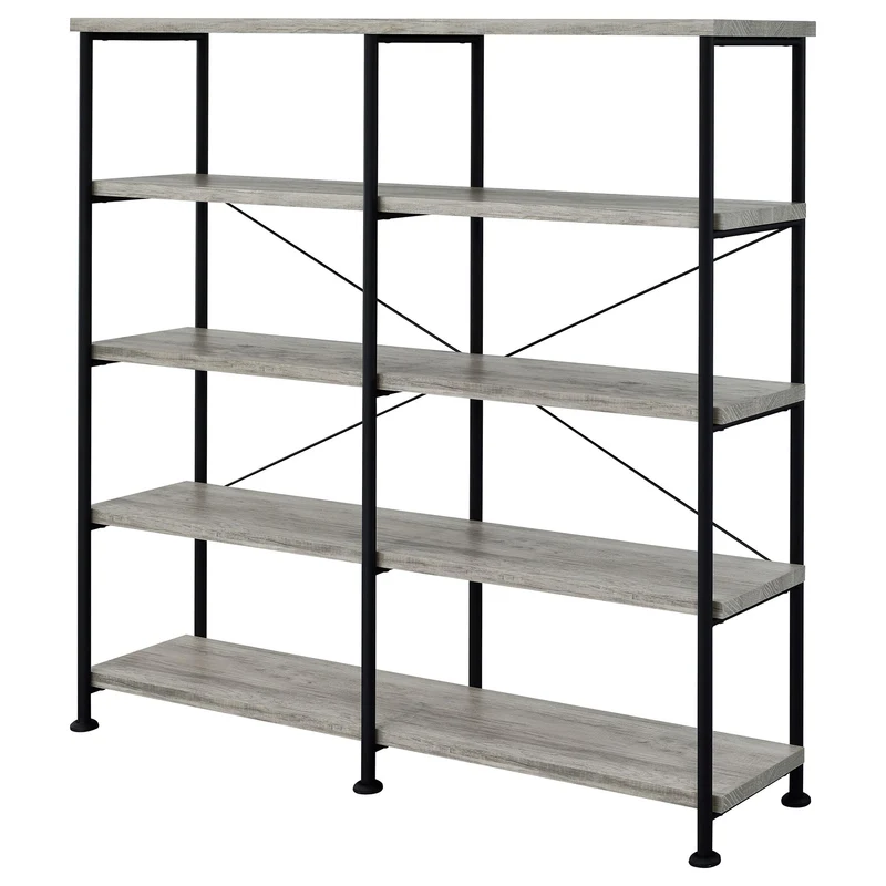 Coaster Furniture Analiese 801544 63-inch 4-shelf Double Bookshelf - Grey Driftwood