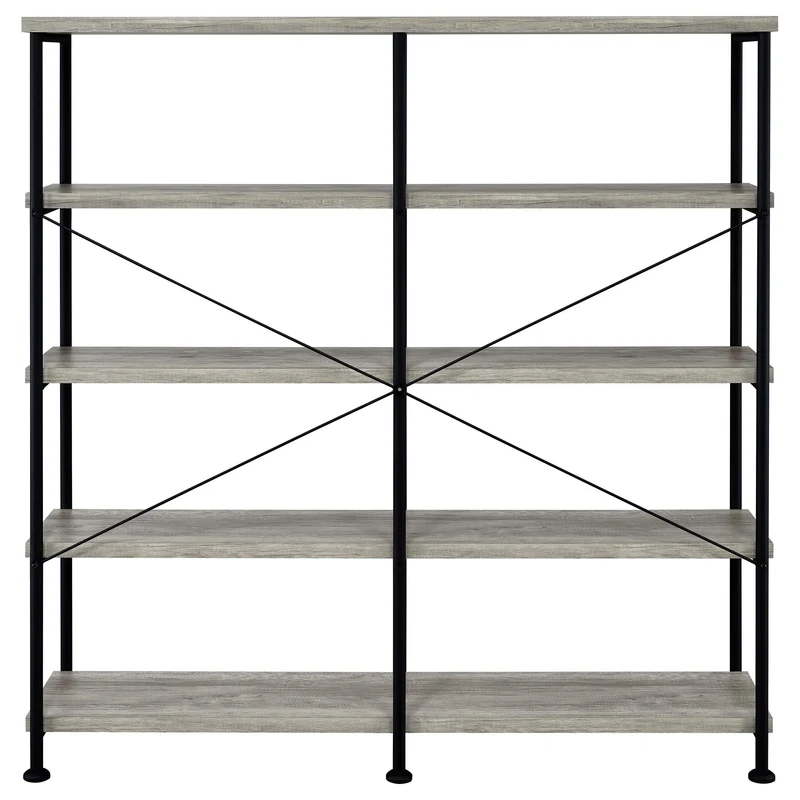 Coaster Furniture Analiese 801544 63-inch 4-shelf Double Bookshelf - Grey Driftwood