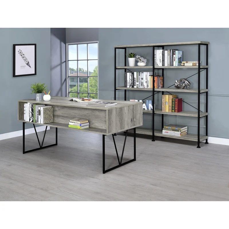 Coaster Furniture Analiese 801544 63-inch 4-shelf Double Bookshelf - Grey Driftwood