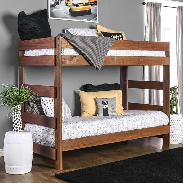 Furniture of America Arlette AM-BK100-BED-SLAT Twin/Twin Bunk Bed