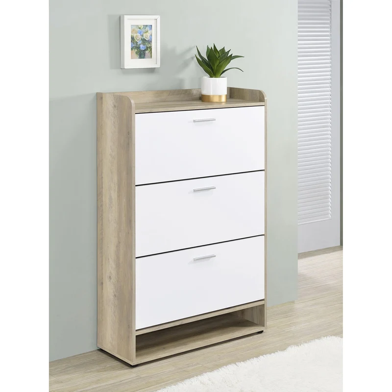 Coaster Furniture Denia 950403 3-tier Engineered Wood Shoe Cabinet - White