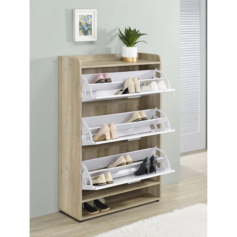 Coaster Furniture Denia 950403 3-tier Engineered Wood Shoe Cabinet - White