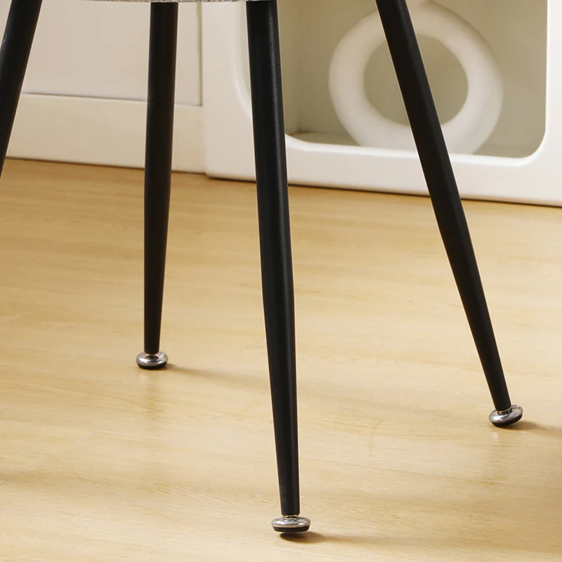 Modern Art Deco Rabbit Ears Round Sherpa Fabric Carbon Steel Vanity Stool Backrest For Bedroom