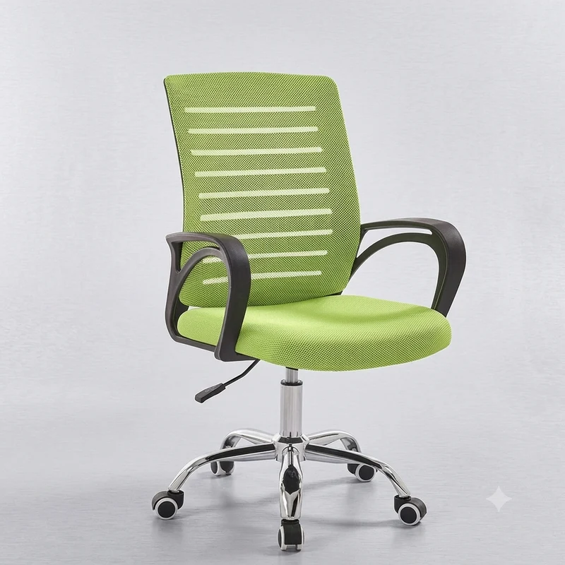 Contemporary Simplicity Breathable Mesh Fabric Upholstered Height Adjustable Swivel Desk Chair Metal Casters For Home Office