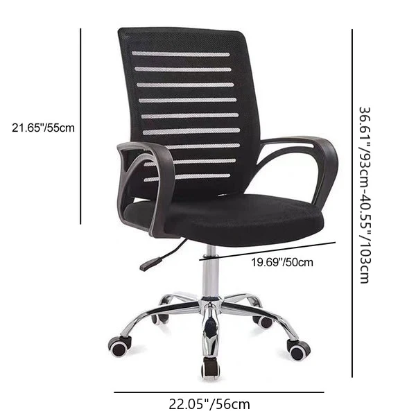 Contemporary Simplicity Breathable Mesh Fabric Upholstered Height Adjustable Swivel Desk Chair Metal Casters For Home Office