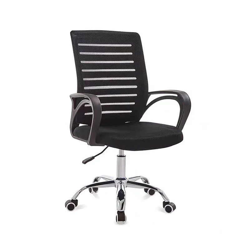 Contemporary Simplicity Breathable Mesh Fabric Upholstered Height Adjustable Swivel Desk Chair Metal Casters For Home Office