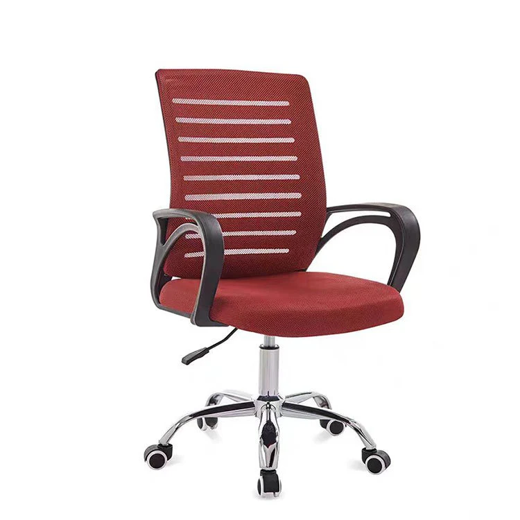 Contemporary Simplicity Breathable Mesh Fabric Upholstered Height Adjustable Swivel Desk Chair Metal Casters For Home Office