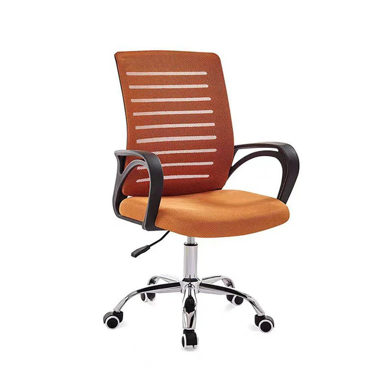 Contemporary Simplicity Breathable Mesh Fabric Upholstered Height Adjustable Swivel Desk Chair Metal Casters For Home Office