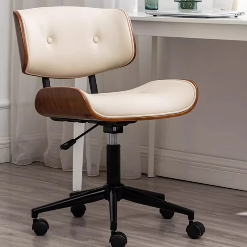 Contemporary Simplicity Curved PU Leather Carbon Steel Plywood Height Adjustable Swivel Desk Chair Casters For Home Office