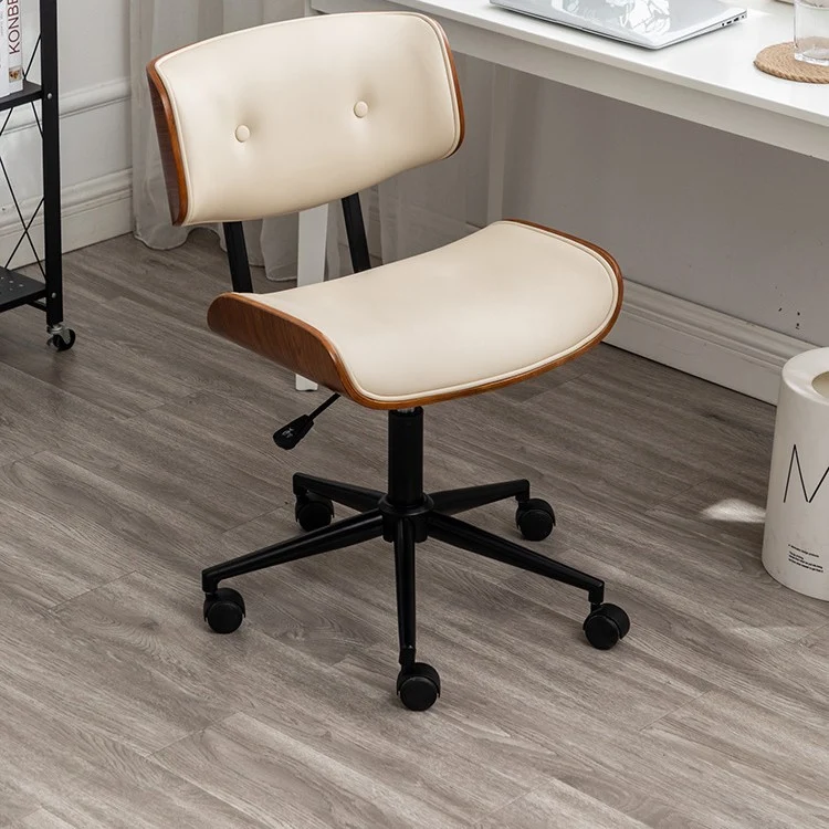 Contemporary Simplicity Curved PU Leather Carbon Steel Plywood Height Adjustable Swivel Desk Chair Casters For Home Office
