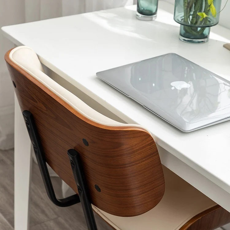 Contemporary Simplicity Curved PU Leather Carbon Steel Plywood Height Adjustable Swivel Desk Chair Casters For Home Office
