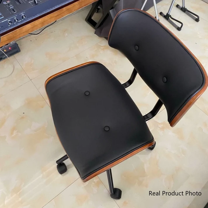 Contemporary Simplicity Curved PU Leather Carbon Steel Plywood Height Adjustable Swivel Desk Chair Casters For Home Office