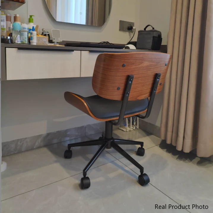 Contemporary Simplicity Curved PU Leather Carbon Steel Plywood Height Adjustable Swivel Desk Chair Casters For Home Office